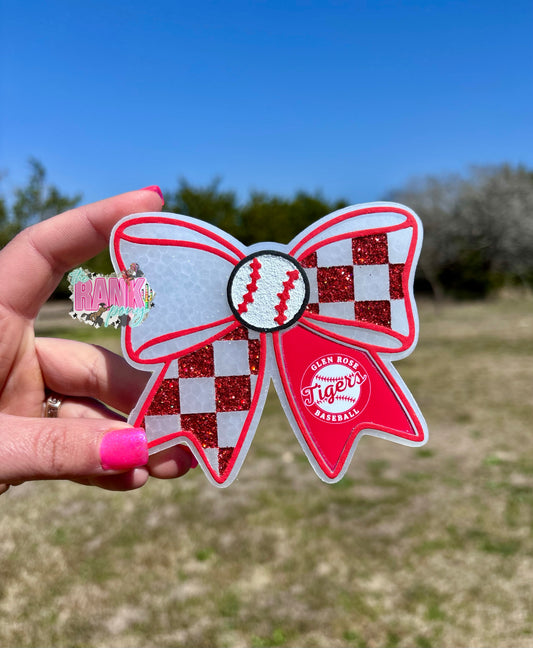 Glen Rose Tigers Baseball Bow *Prickly Pear*