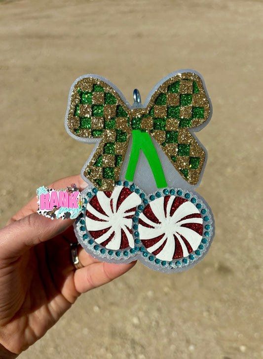 Checkered Cherry Bow