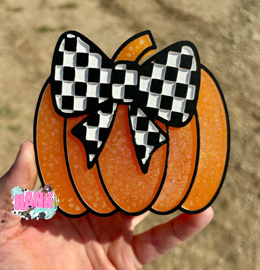 Checkered Bow Pumpkin