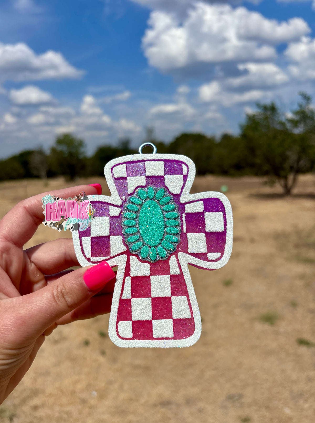 Checkered Concho Cross *Mahogany Teakwood*