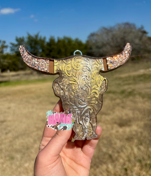 Tooled Bull Skull