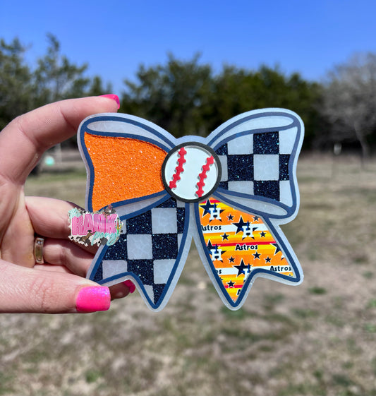 Astros Baseball Bow *Tropical Leather*