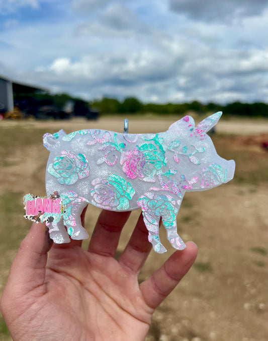 Country Floral Pig