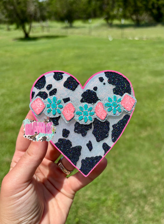 Cowprint Concho Heart